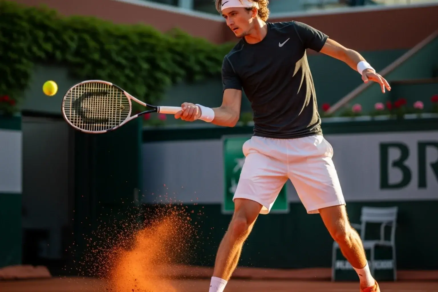 Alexander Zverev spielt auf einem Sandplatz-Tenniscourt — deutsche Nummer eins auf dem Weg zu Roland Garros 2026