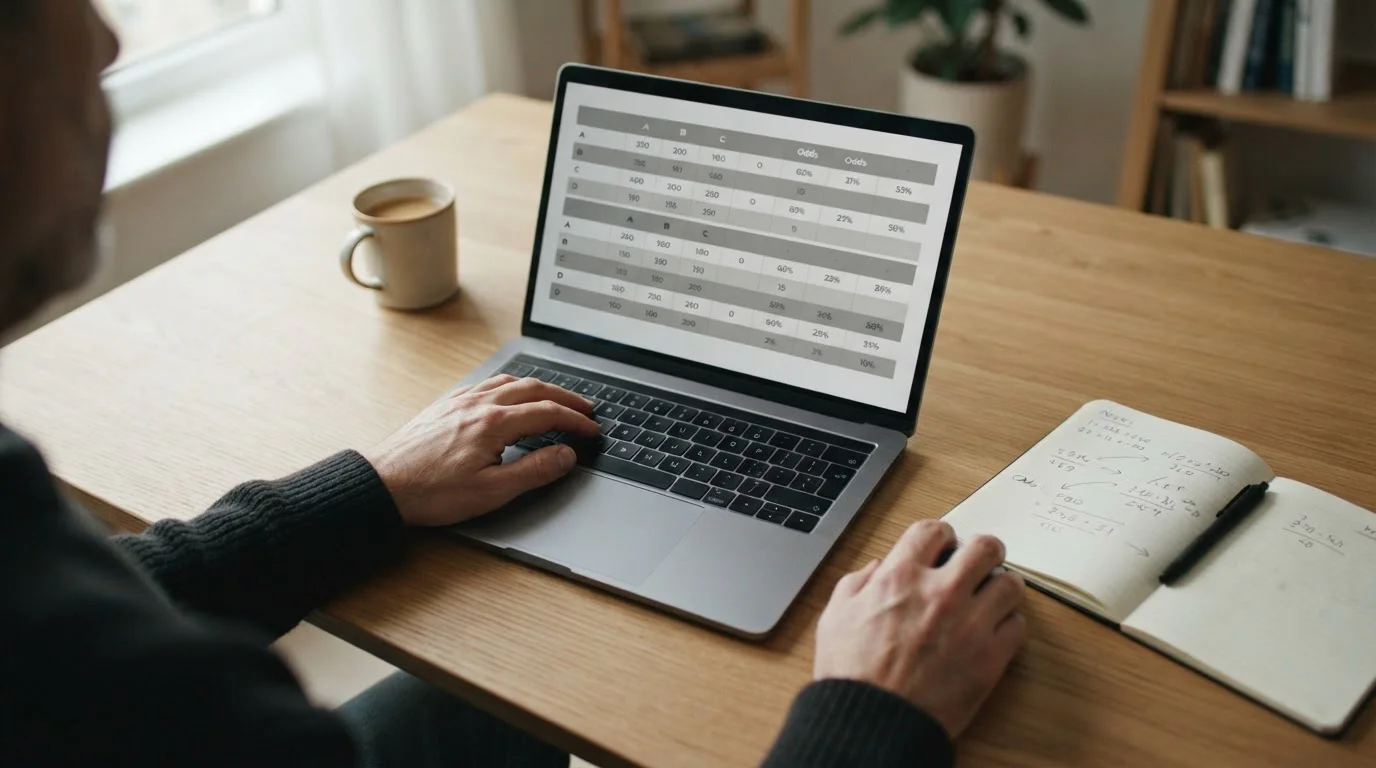 Person analysiert Wettsteuer-Modelle verschiedener Anbieter auf Laptop