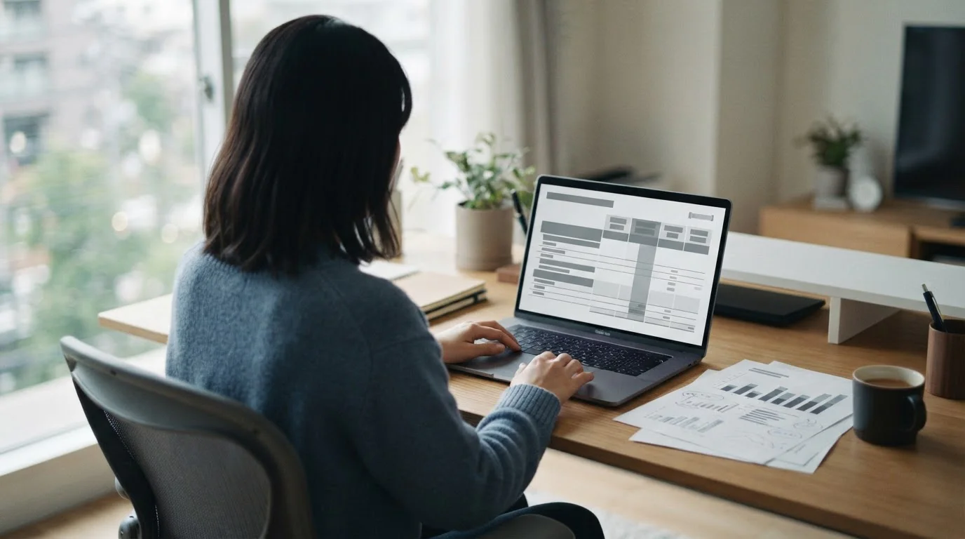 Person analysiert Wettanbieter-Vergleich auf Laptop mit Fokus auf Gebührenstruktur