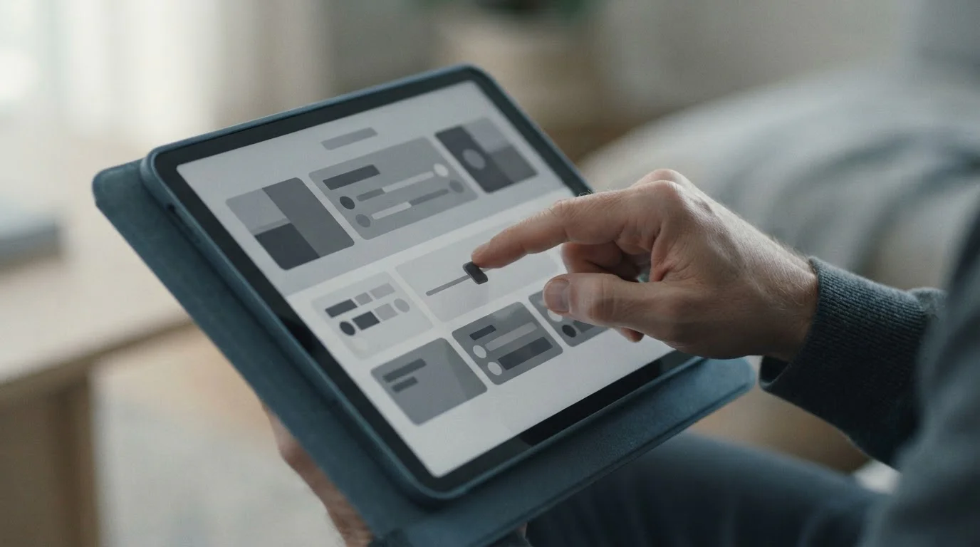 Hand stellt Limit-Regler an neutralem Interface ein