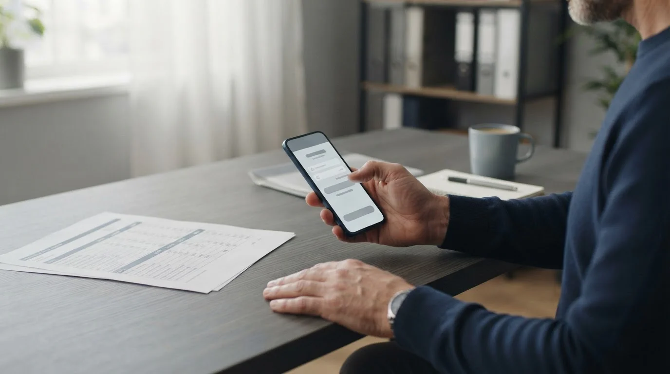 Hand bedient Smartphone mit abstrakter Zahlungsoberfläche und monatlichem Einzahlungslimit