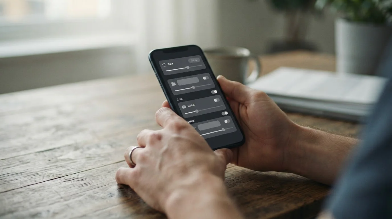 Person setzt Limits in neutraler Wett-App auf Smartphone