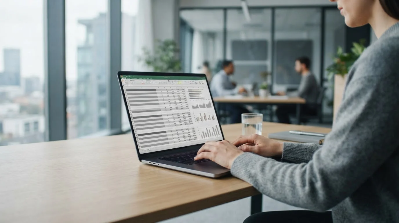 Laptop mit Tabellenkalkulation zum Vergleich von Auszahlungszeiten verschiedener Anbieter