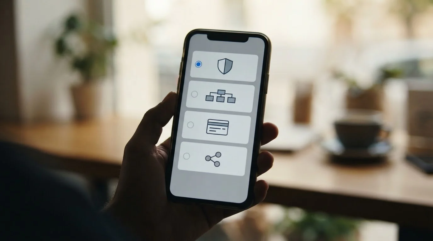 Verschiedene digitale Zahlungsmethoden auf einem Smartphone-Display